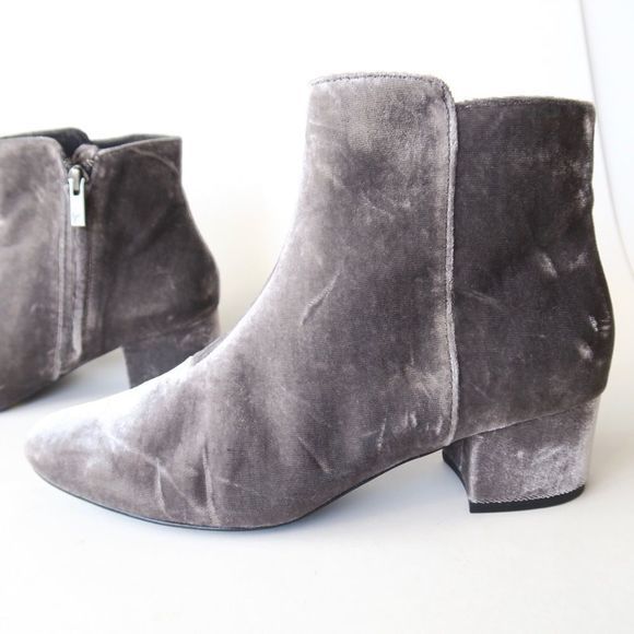 JOIE Silver Fenellie velvet Block Heel Booties - Picture 3 of 8